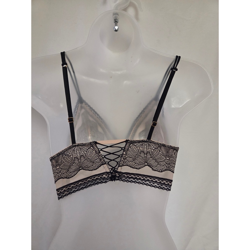 Victoria's Secret Black Lace Bralette Corset Back Strappy Bralette Small S - Picture 2 of 5
